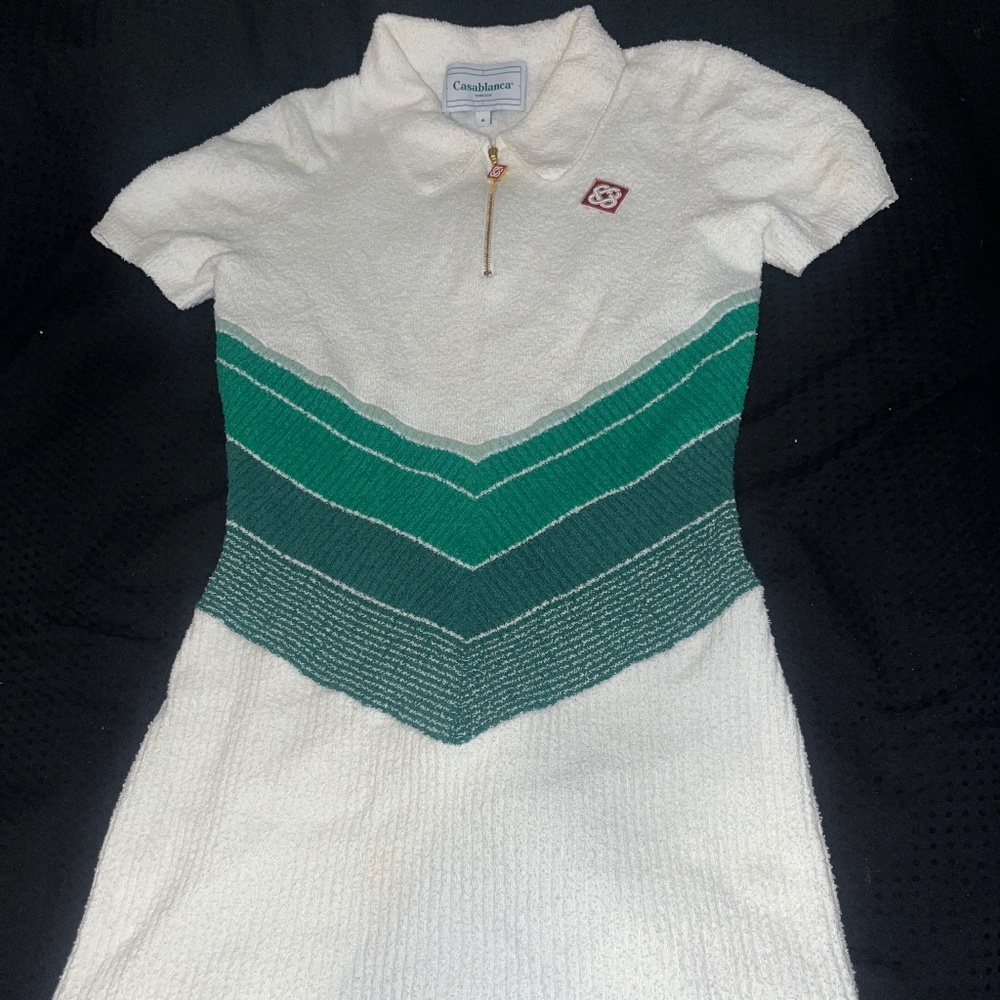 Green and white Casa Blanca dress